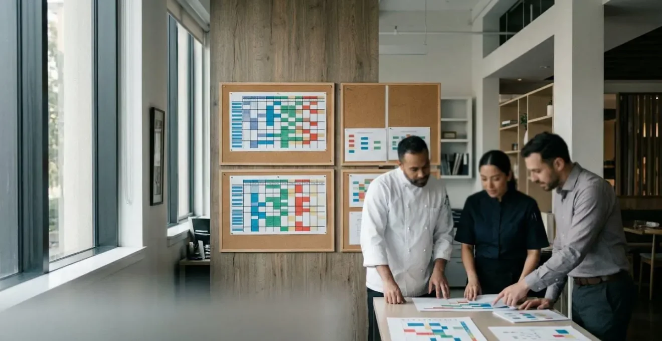 Planification collaborative d'équipe en restauration avec gestion des horaires et calendrier annuel