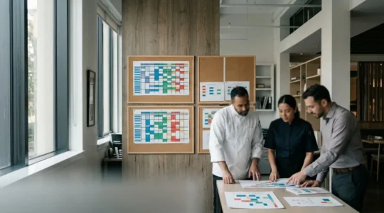 Planification collaborative d'équipe en restauration avec gestion des horaires et calendrier annuel