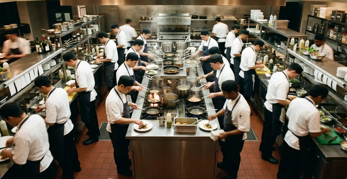 Organisation et coordination d'une brigade en cuisine professionnelle pendant le service
