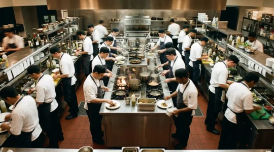 Organisation et coordination d'une brigade en cuisine professionnelle pendant le service
