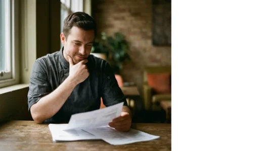 Professionnel de la restauration évaluant son choix de carrière avec avantages en nature